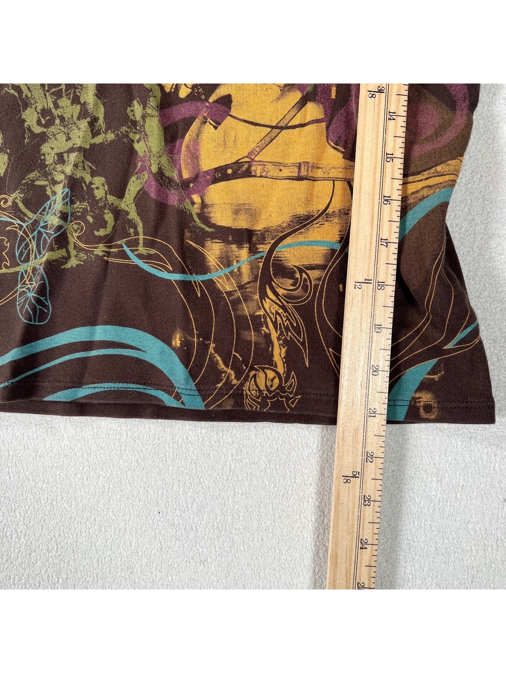 Vintage Y2K brown colorful printed long sleeve top Size S/M - Picture 4 of 6